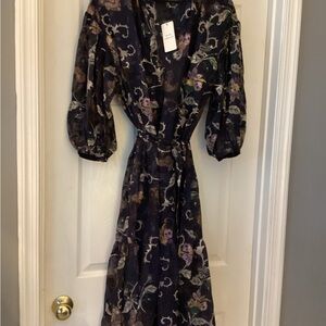 Current Air Navy Floral Long Sleeve Dress